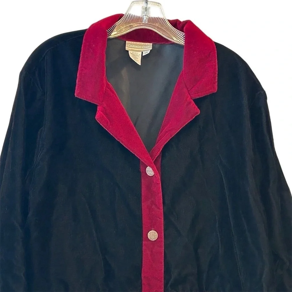 Coldwater Creek 1X Black Velvet Jacket Tapestry Classic Caeer Art to Wear‎